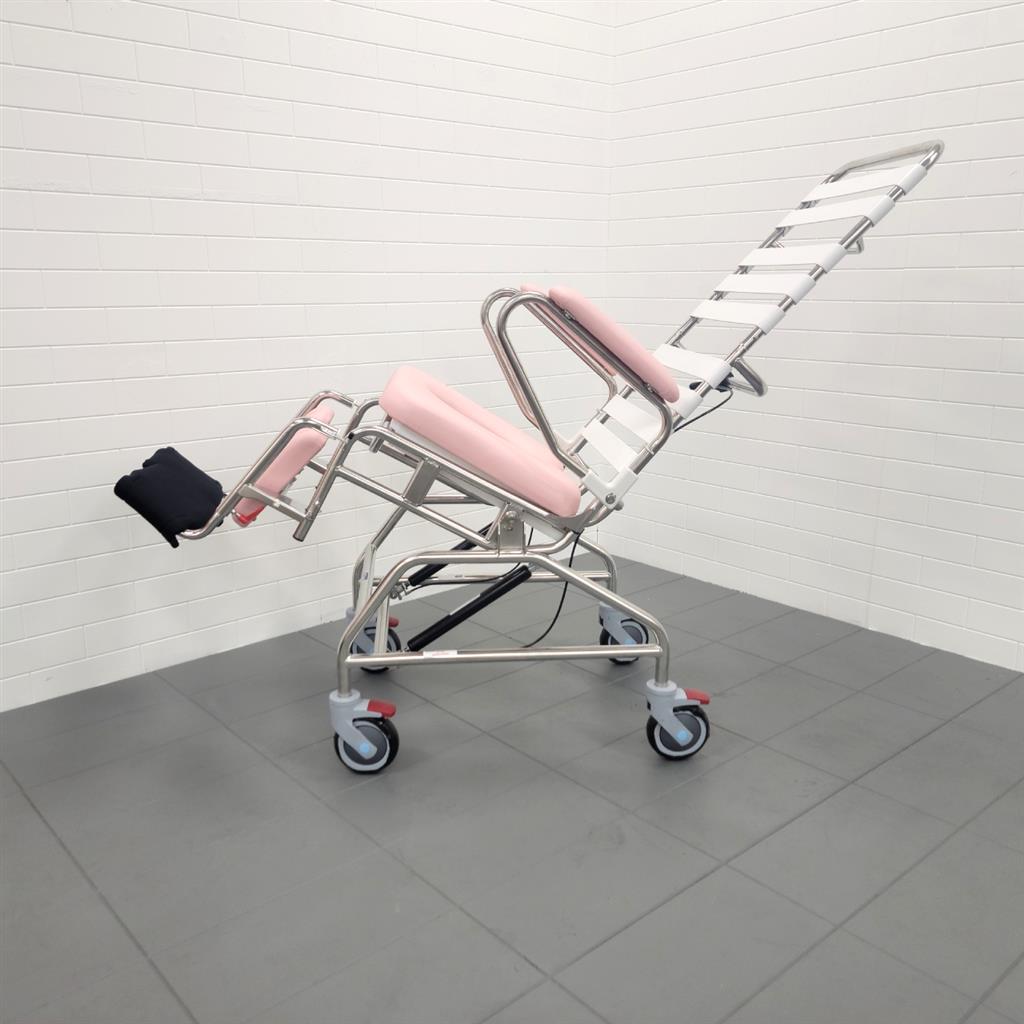 Tilt In Space Mobile Shower Commode with Swingaway Footrest and rear access - 445mm